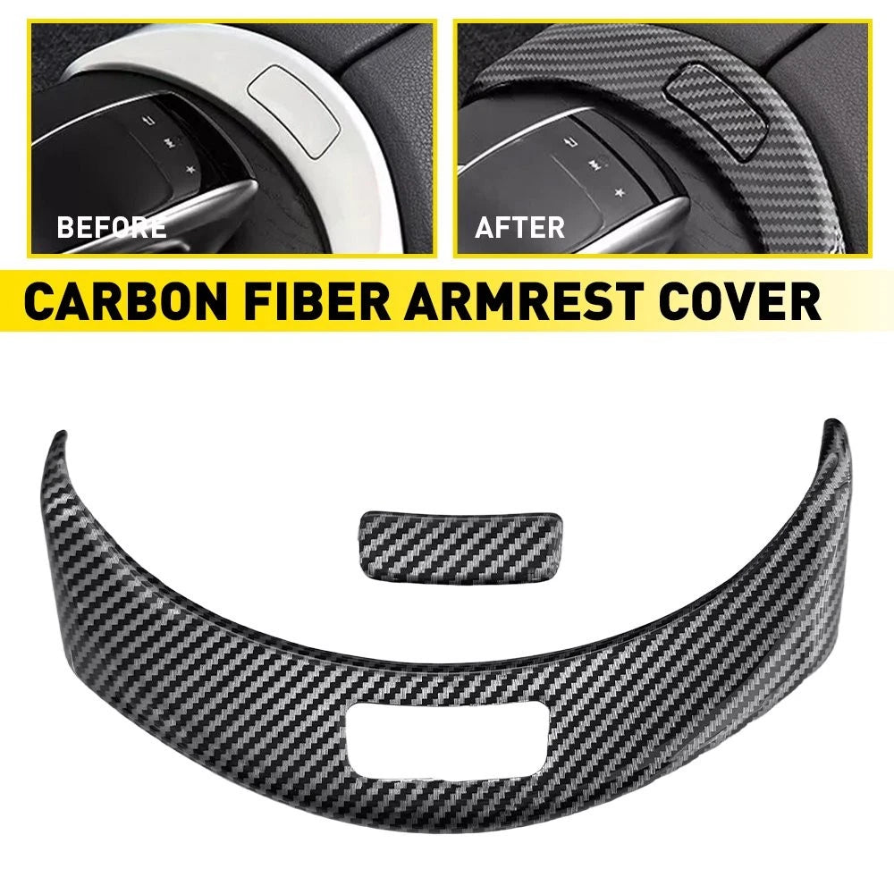 Carbon Fiber Console Armrest Button Trim for Mercedes Benz C350e (2015–2020)