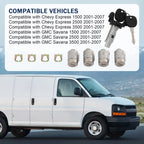 Set of 2 Ignition and Door Lock Cylinders for Express Savana Van (2001-2007)