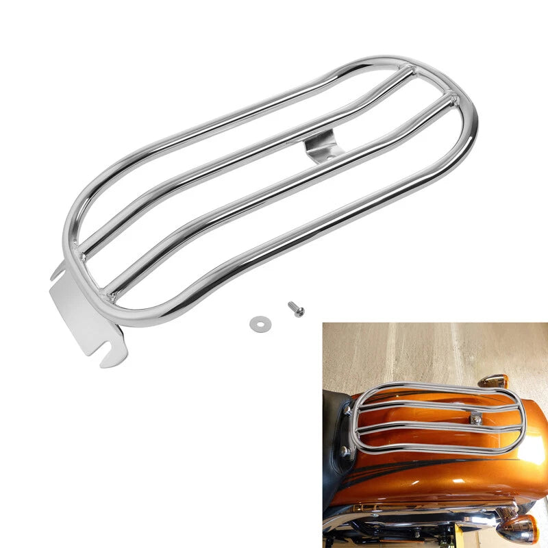 Chrome Solo Seat Luggage Rack for Harley Softail Fat Boy Breakout (2018–2023)