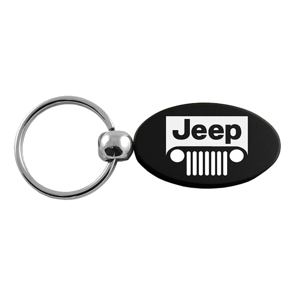 Grille on Black Oval Keychain KC1340.JEEG.BLK - Officially Licensed for Jeep