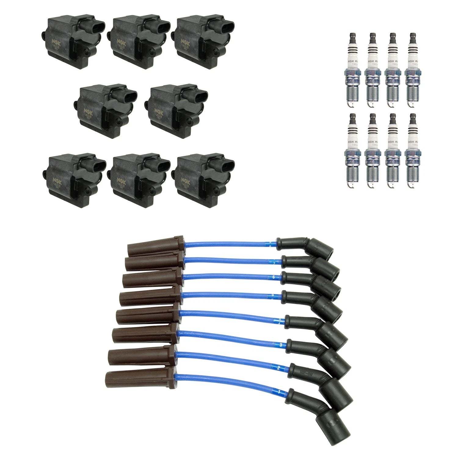 Set of 8 Ignition Coil Wires & Ruthenium Spark Plugs for Sierra 1500 Tahoe