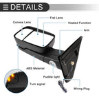 Tow Mirrors for Dodge Ram 2500 3500 (2003–2009) Puddle Lamp Black 1 Pair