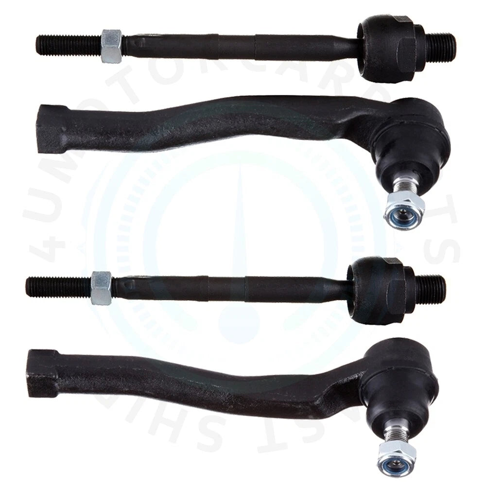 Set of 4 Front Inner & Outer Tie Rod Ends for Pontiac Wave, Chevy Aveo (2004–2008)