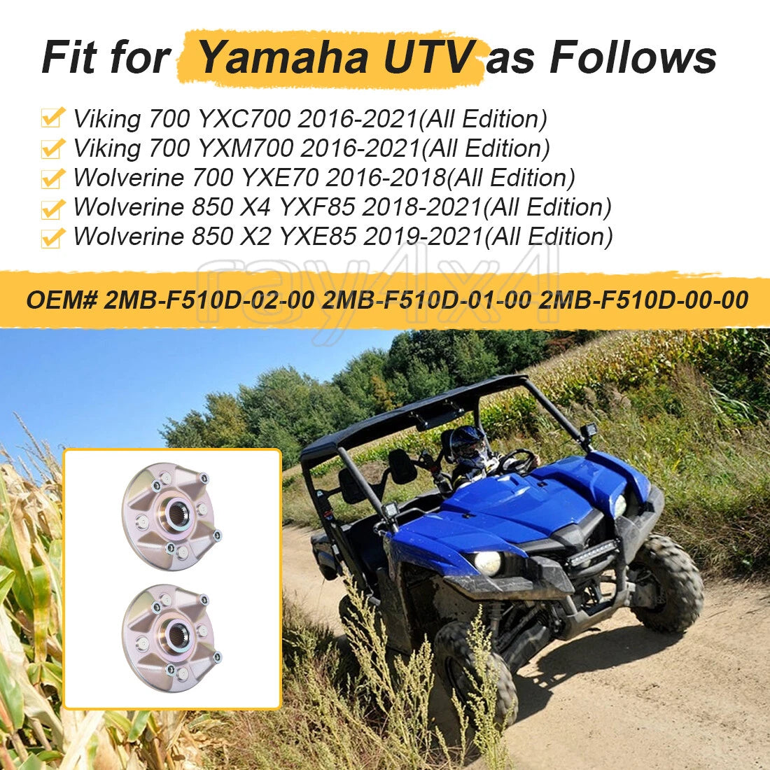 2X Front/Rear Wheel Hubs for Yamaha YXC700 YXM700 Viking VI (2016–2021)
