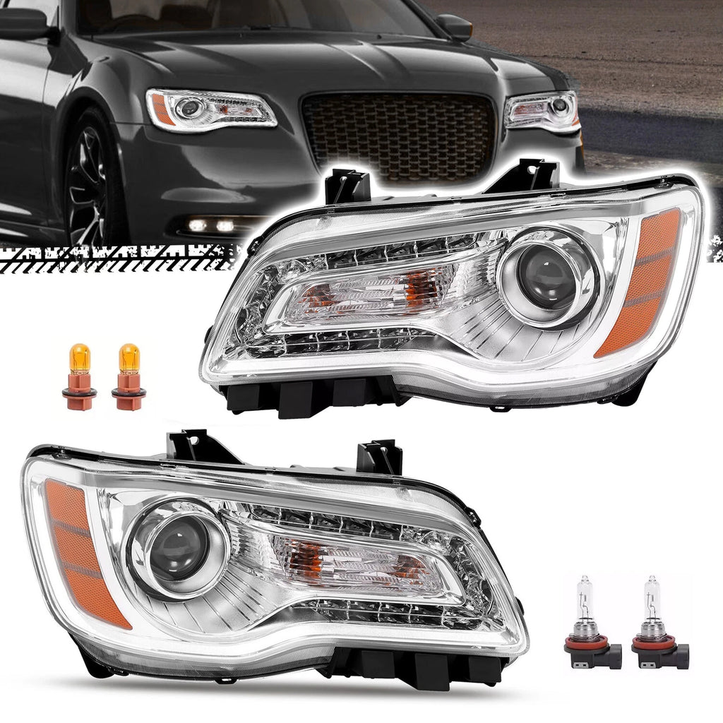Chrome LED DRL Projector Headlights for Chrysler 300 (2011–2023)