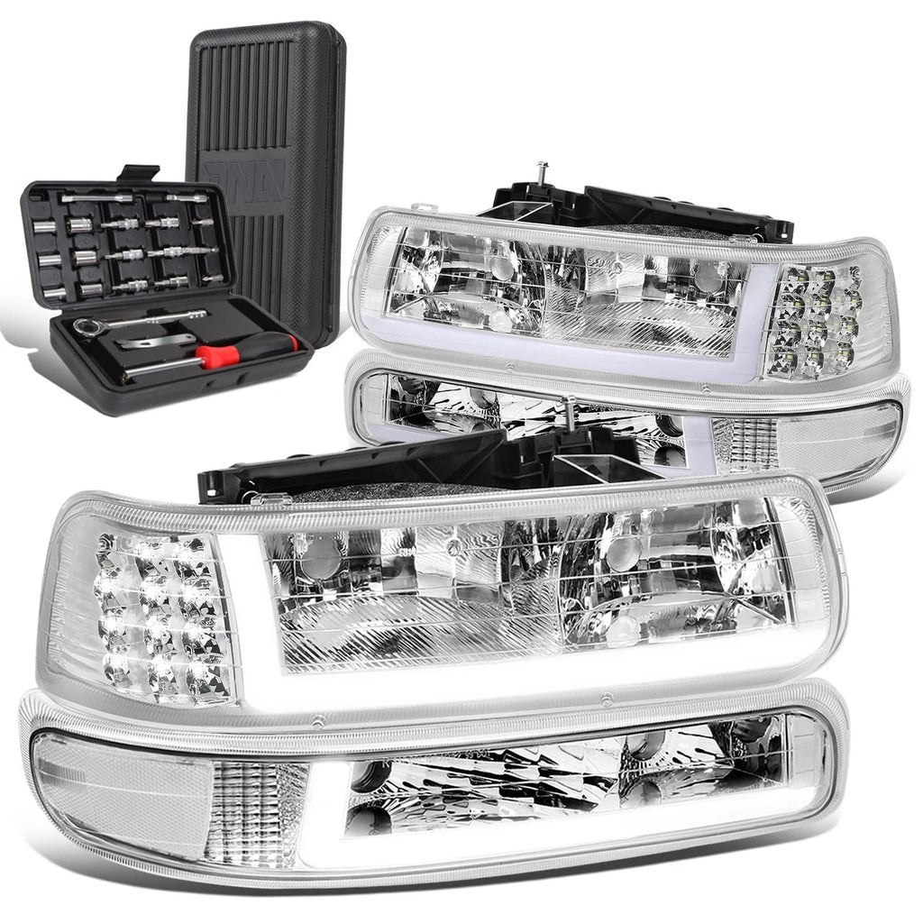 LED DRL Chrome Clear Side Headlight Bumper Lamp for Silverado (1999–2002)