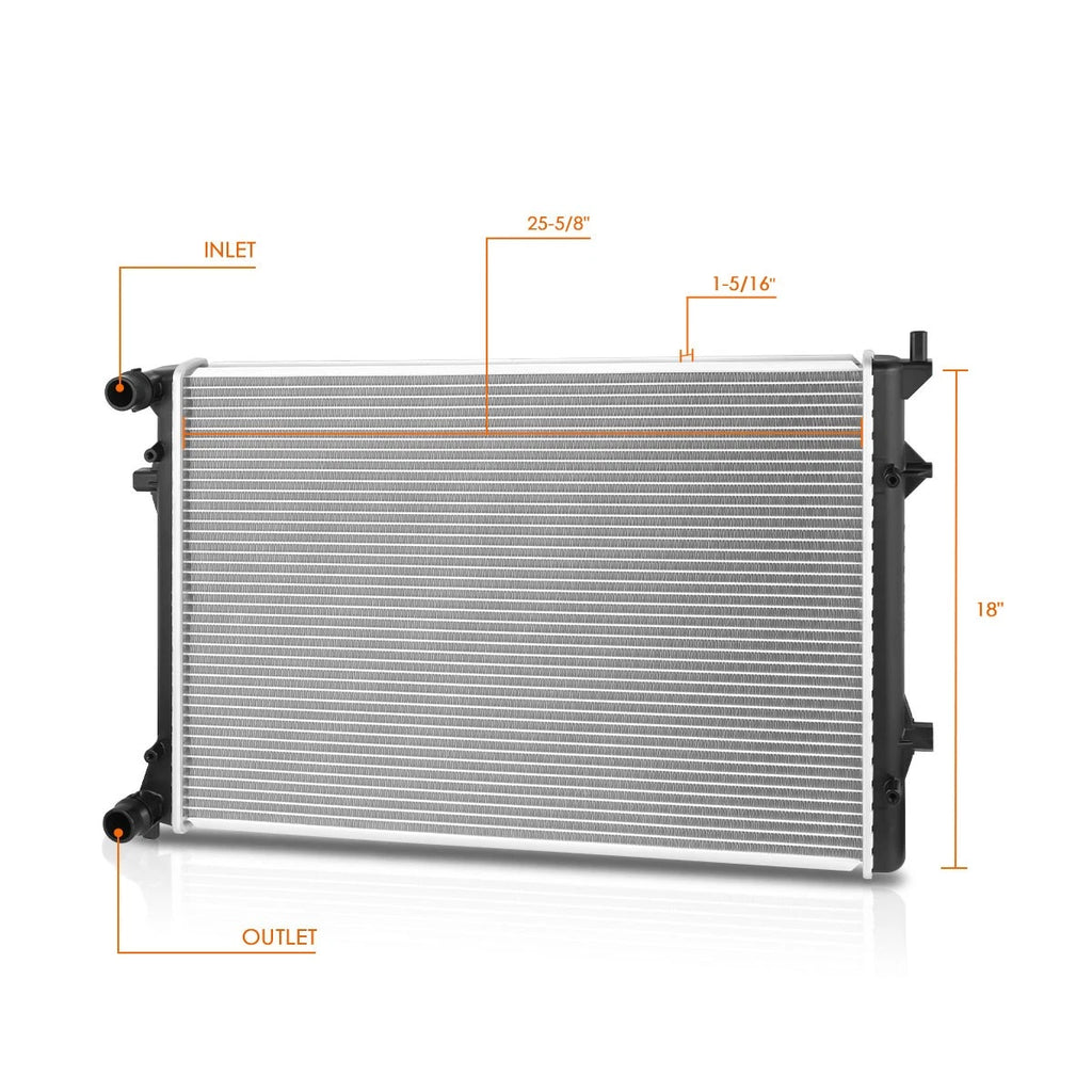 Aluminum Core Cooling Radiator DPI-2964 for Audi A3 TT Quattro (2006–2009) & VW EOS Passat (2007–2018)