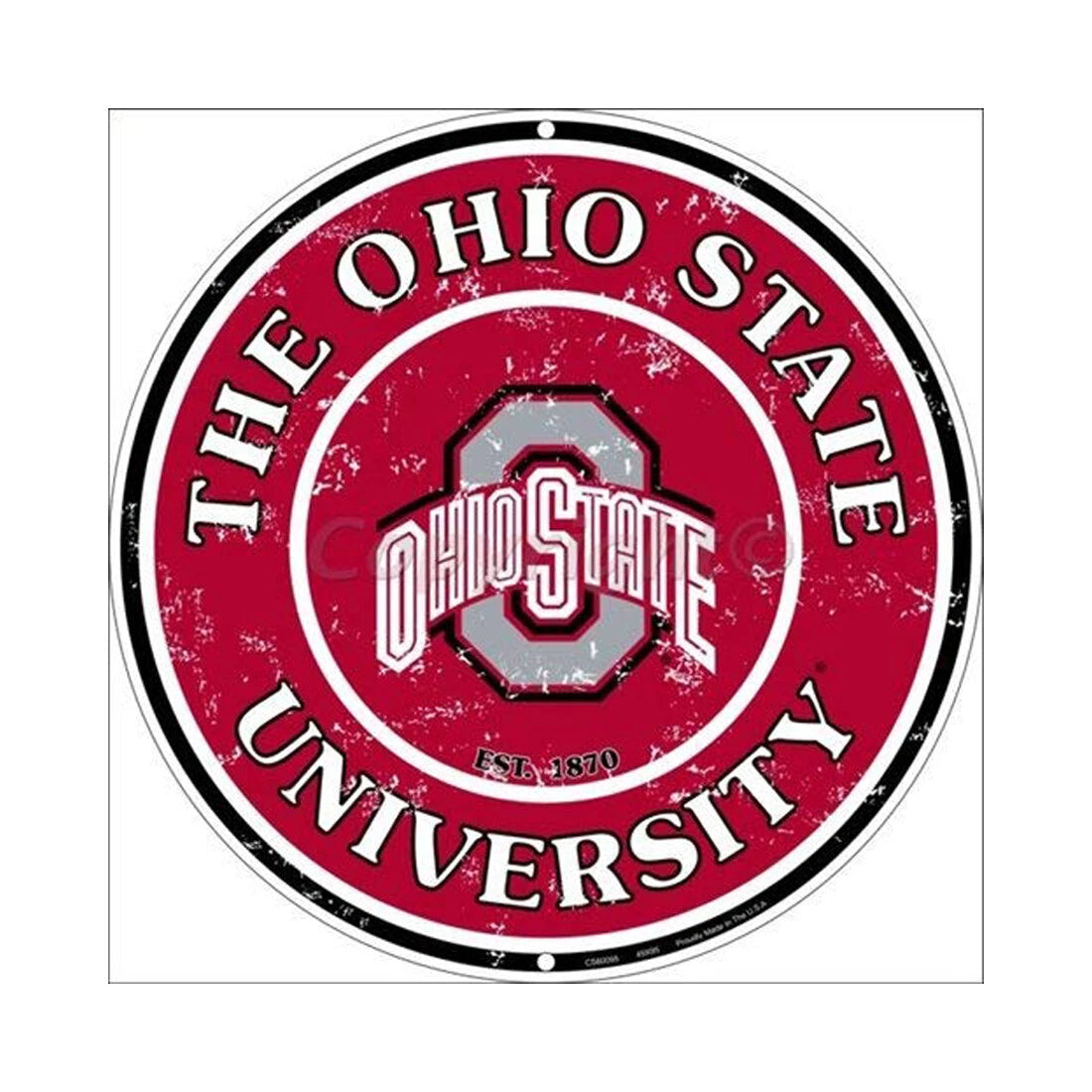 Ohio State Collegiate Embossed Metal Sign 12" Round Decor