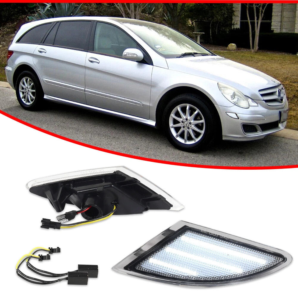 Clear Lens White LED Side Marker Lights for Mercedes W251 R-Class (2006–2010)