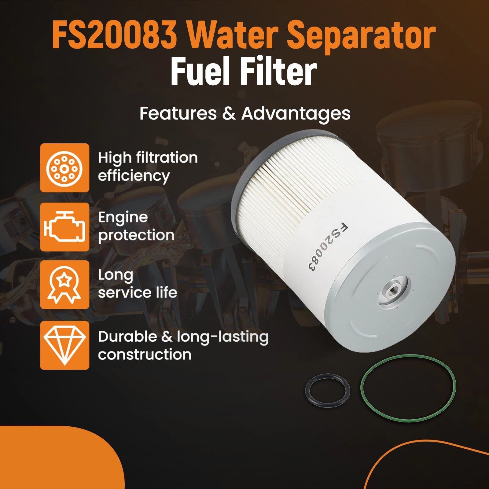 3X Fuel Water Separator Filter for Cummins ISX, Detroit DD13 DD15 DD16