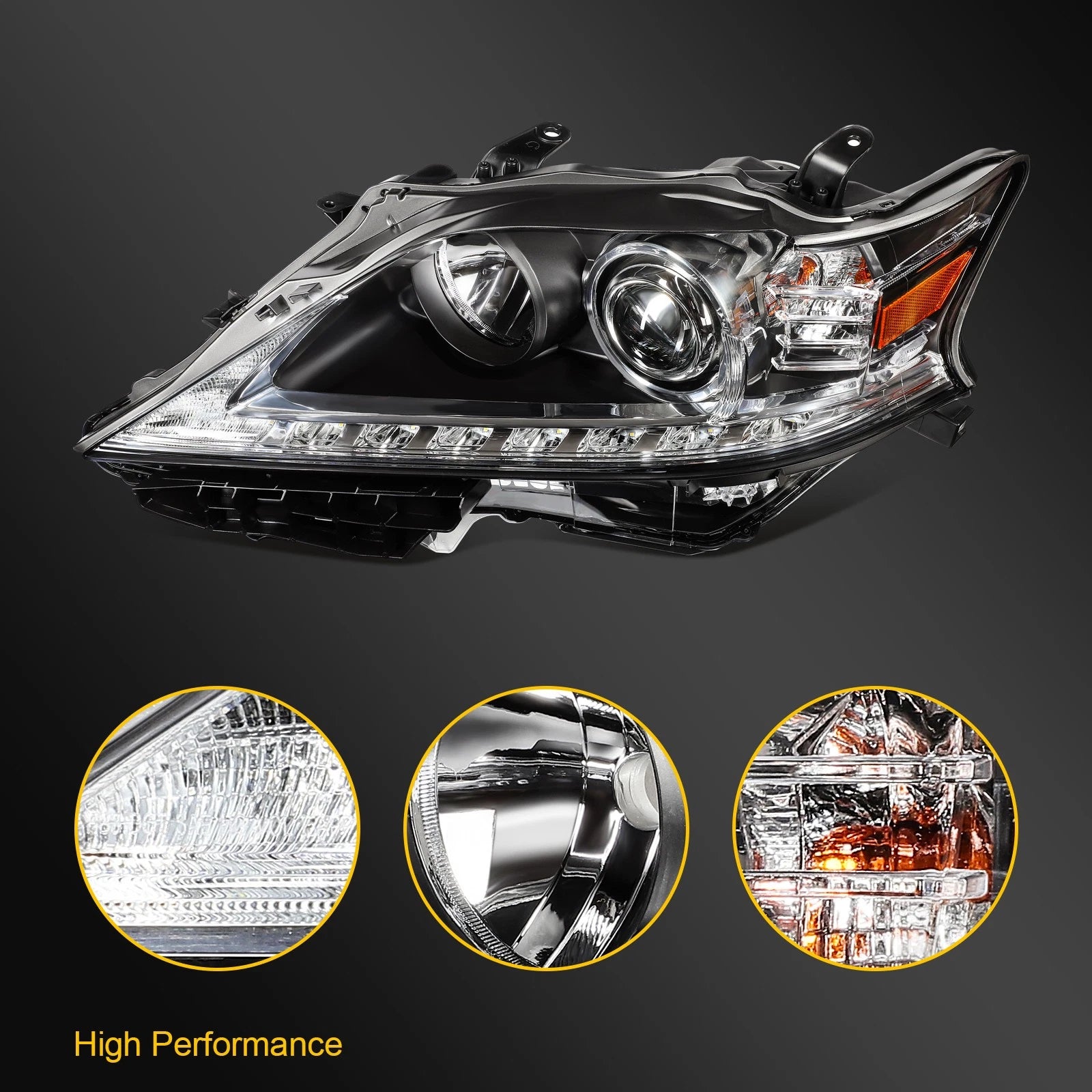 Left Headlight Assembly with LED DRL for Lexus RX350 RX450h (2013–2015)