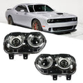 Set of 2 Black Halogen Headlights for Dodge Challenger (2015â2018)
