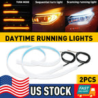 2X Flexible 60cm LED Headlight Strip Lights for Universal Vehicles (YYYY–YYYY)