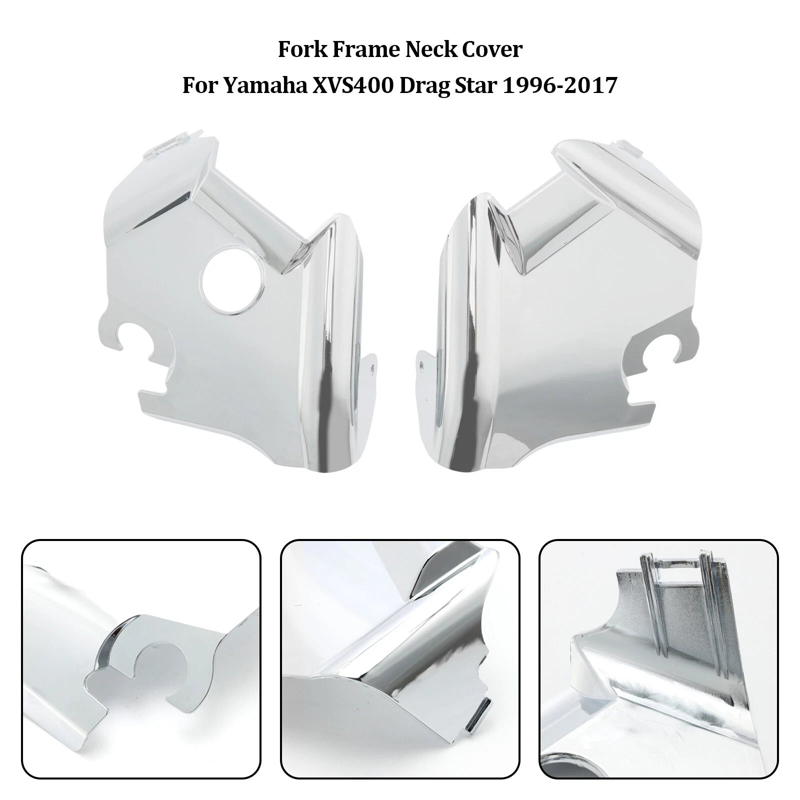 Fork Frame Neck Cover for Yamaha XVS400 XVS650 (1997–2003) Chrome