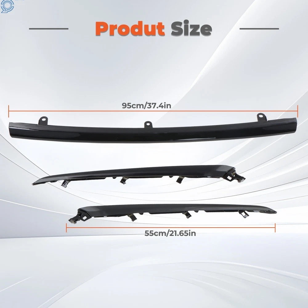 Front Grille Trim + RH LH Side Headlight Trim for Honda Pilot (2023–2025) Gloss Black