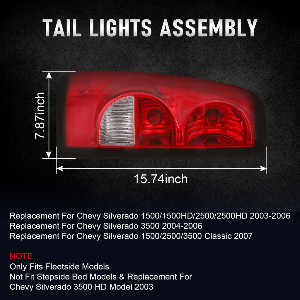 2X Red Tail Lights for Chevy Silverado 1500 2500 3500 HD (2003-2006)