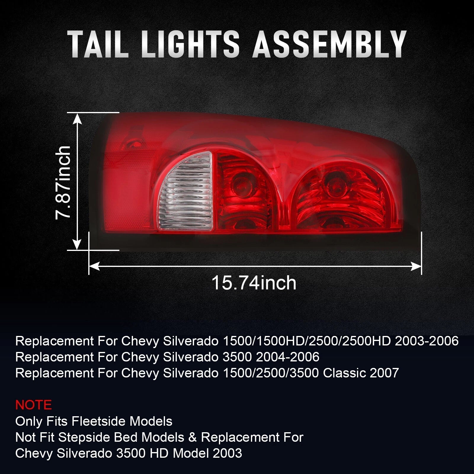 2X Red Tail Lights for Chevy Silverado 1500 2500 3500 HD (2003-2006)