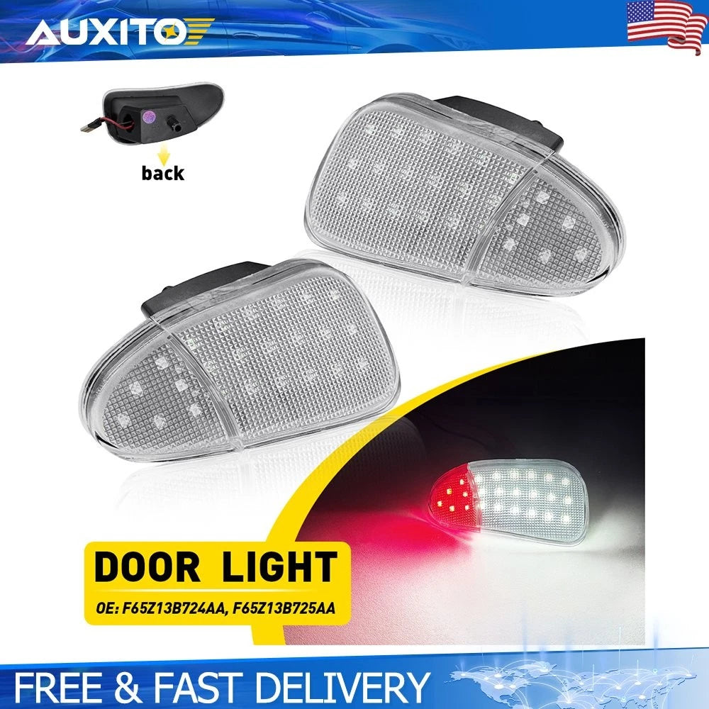 Pair Red White LED Door Courtesy Lights for Ford F150 (1997–2003)