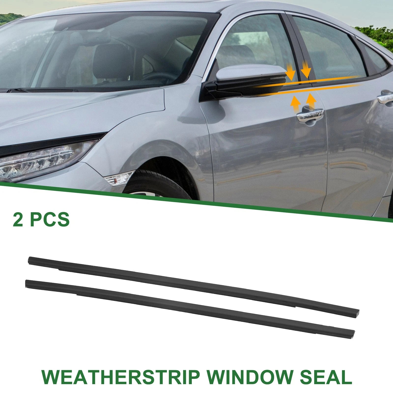 2pcs Rear Weatherstrip Window Seal No. 72950TEAT01 for Honda Civic 