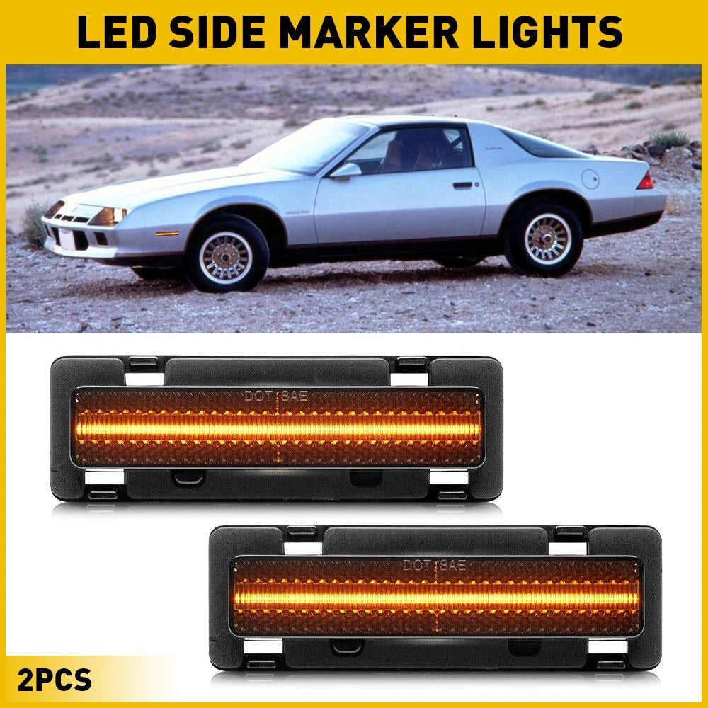 LED Smoked Bumper Marker Side Lights for Chevy Camaro Pontiac Firebird (1982–1992)