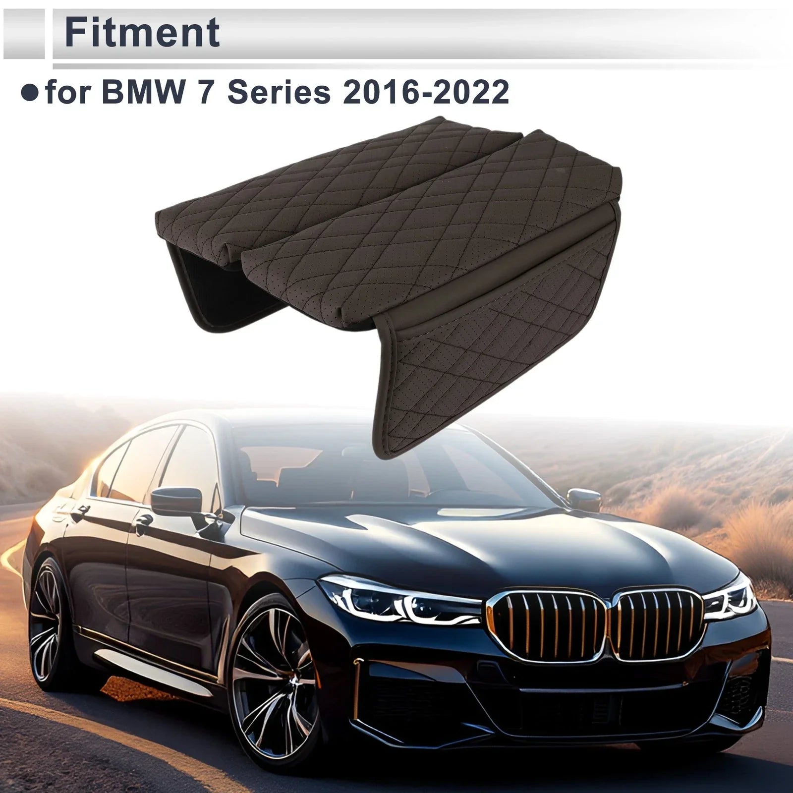 Center Console Cover with Storage Bag for BMW 7 Series Deep Brown (2016 - 2022)