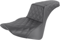 SADDLEMEN Step-Up Seat for Harley Davidson (Full Lattice Stitch, Black)