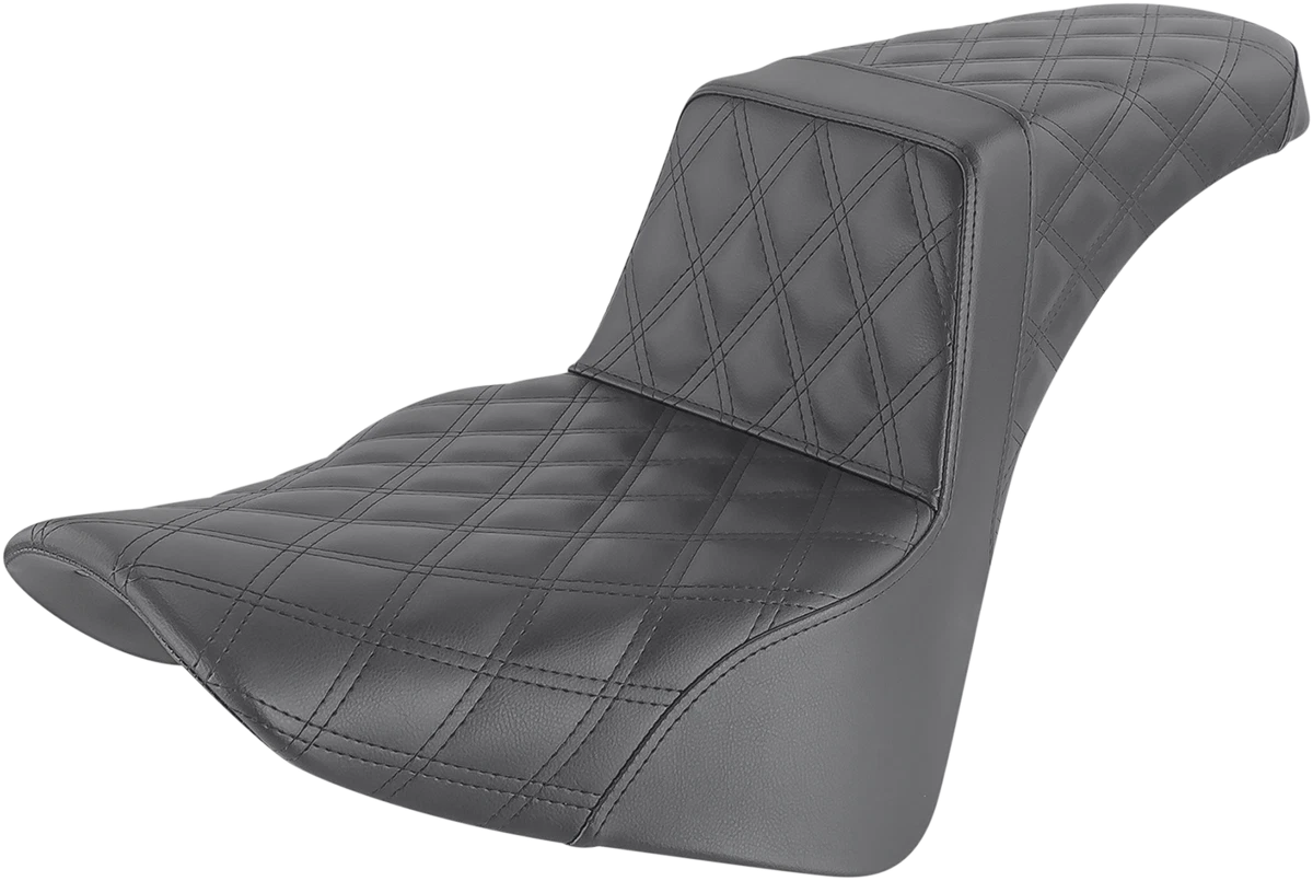 SADDLEMEN Step-Up Seat for Harley Davidson (Full Lattice Stitch, Black)