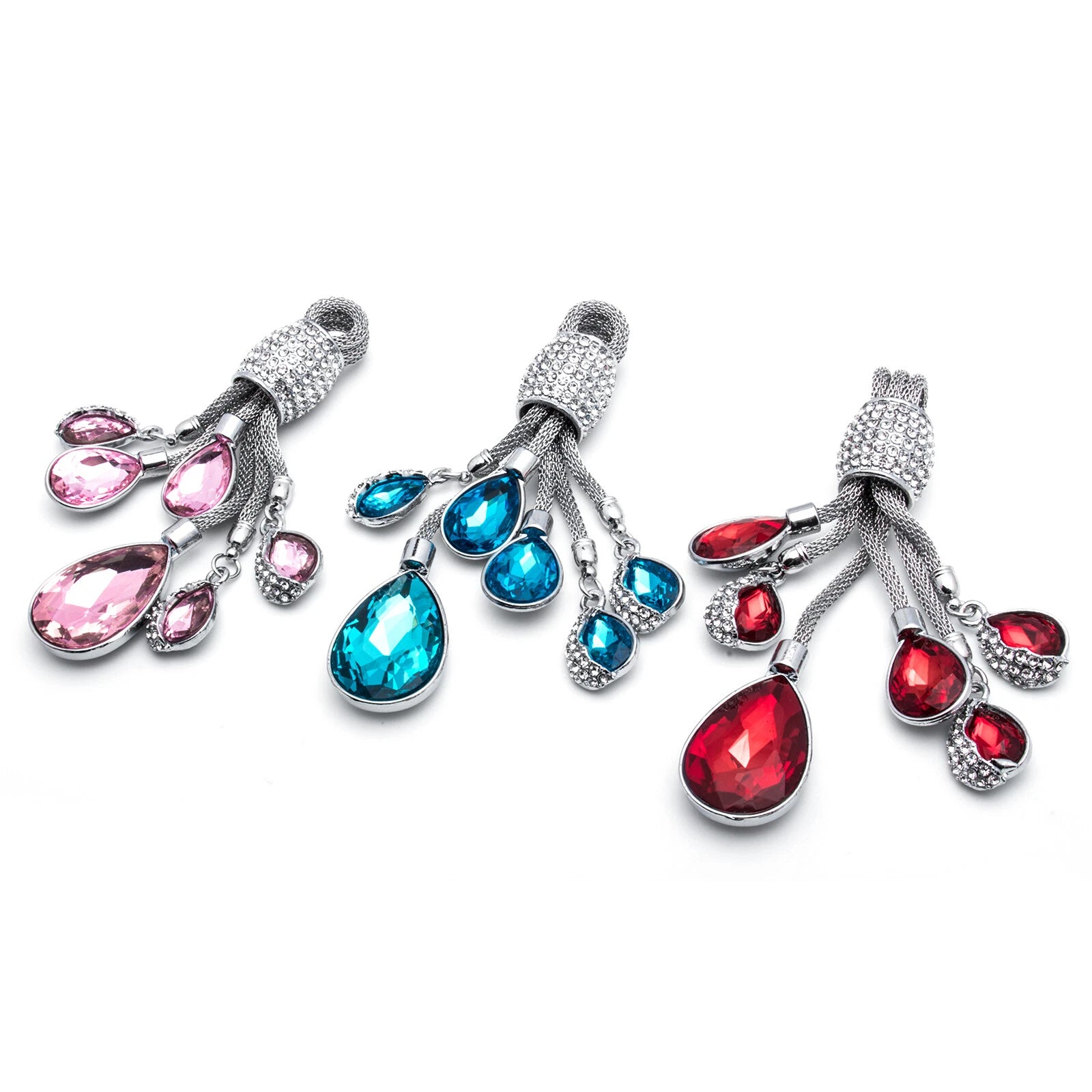 Rhinestone Water-Drop Crystal Jewelry Diamond Keychain Ring Universal (All Years)