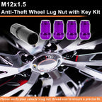 M12x1.5 Tire Wheel Locking Nut Set with 1 Socket Key for Honda Toyota