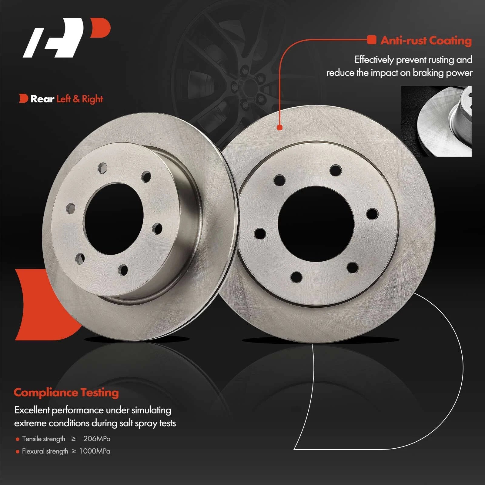 Rear Disc Brake Rotor & Ceramic Pad for Ford Ranger (2019–2022)