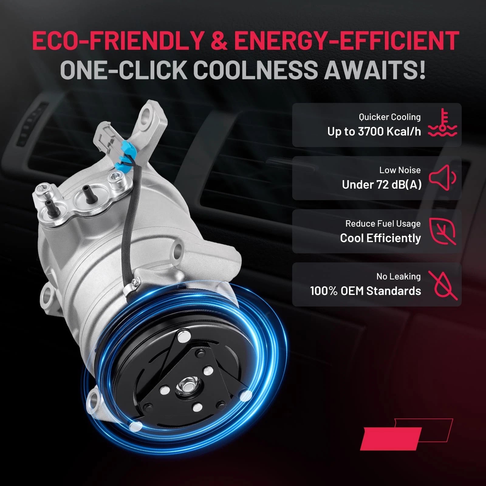 A/C Compressor w/ Clutch for GMC Sierra 1500 (2000–2002) 4.8L 5.3L CO 21671C