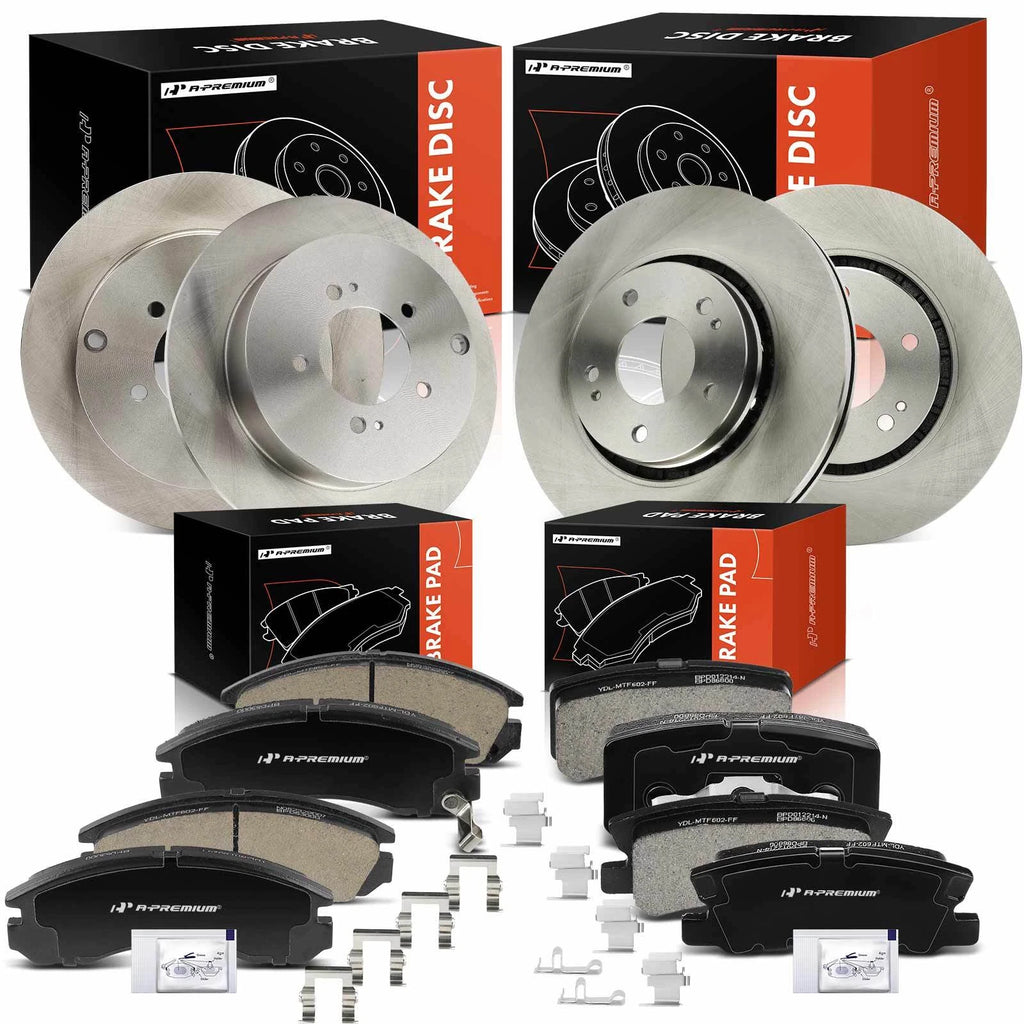 Set of 4 Disc Brake Rotors & Ceramic Pads for Mitsubishi Lancer 