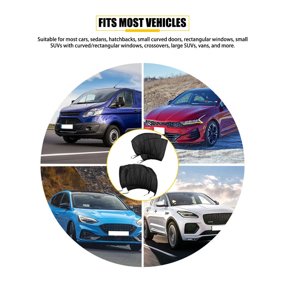 Set of 4 Window Sun Shade Covers for Car (UV Protection)