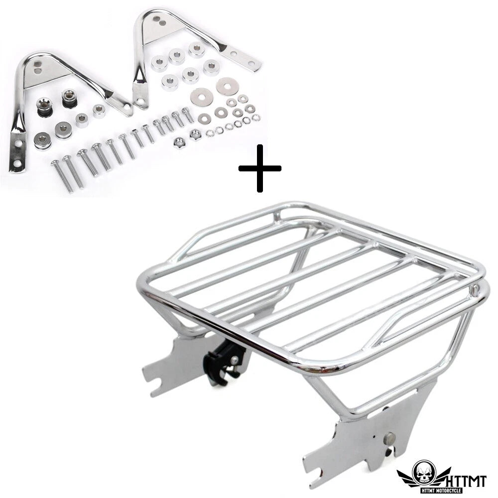 Chrome Detachable Luggage Rack Docking for Harley Touring FLHX FLTR (1997–2008)