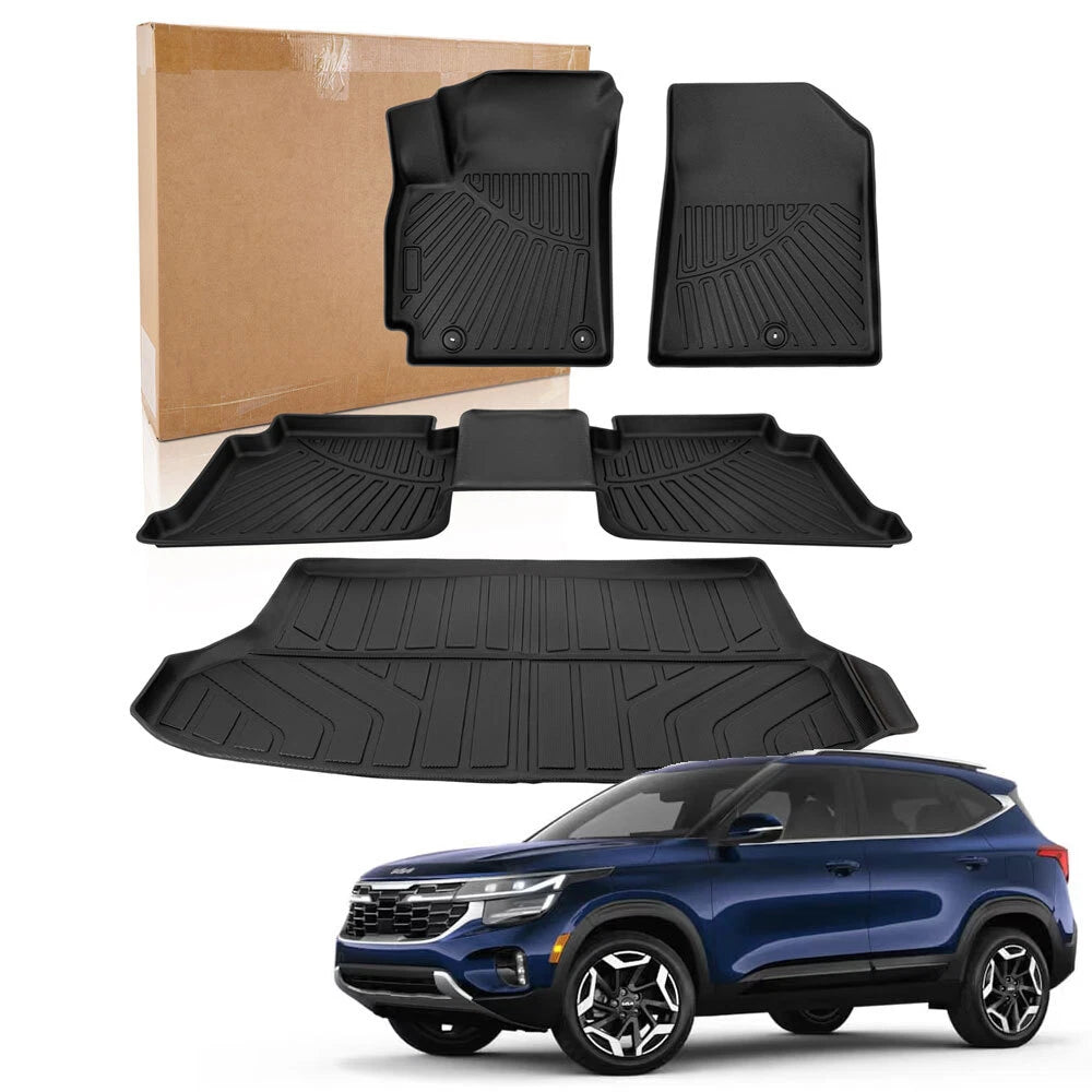Set of 2 3D Molded Floor Mats for Kia Seltos (2021–2025) TPE Rubber