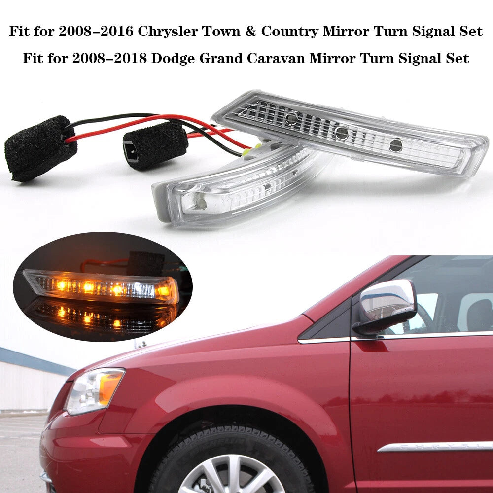 2X LED Mirror Turn Signal Lights for Chrysler Town & Country (2008–2016)