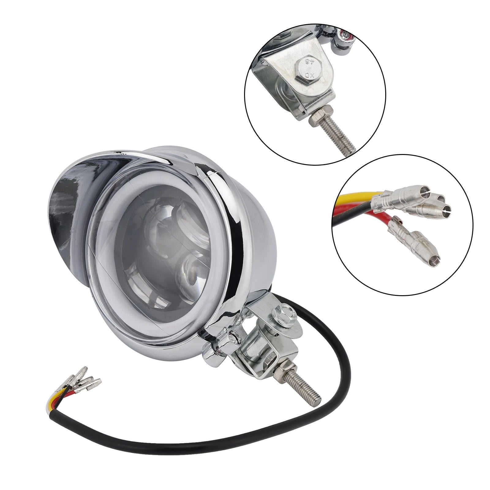 Headlight Lamp for Motorcycle (Universal, Chrome)