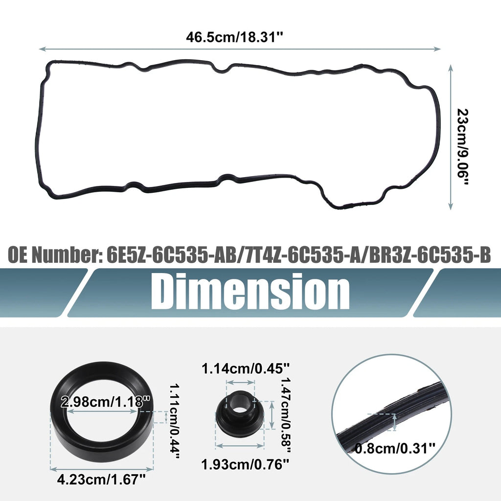 Set of 2 Engine Valve Cover Gaskets Seals for Ford Explorer (2013–2019)