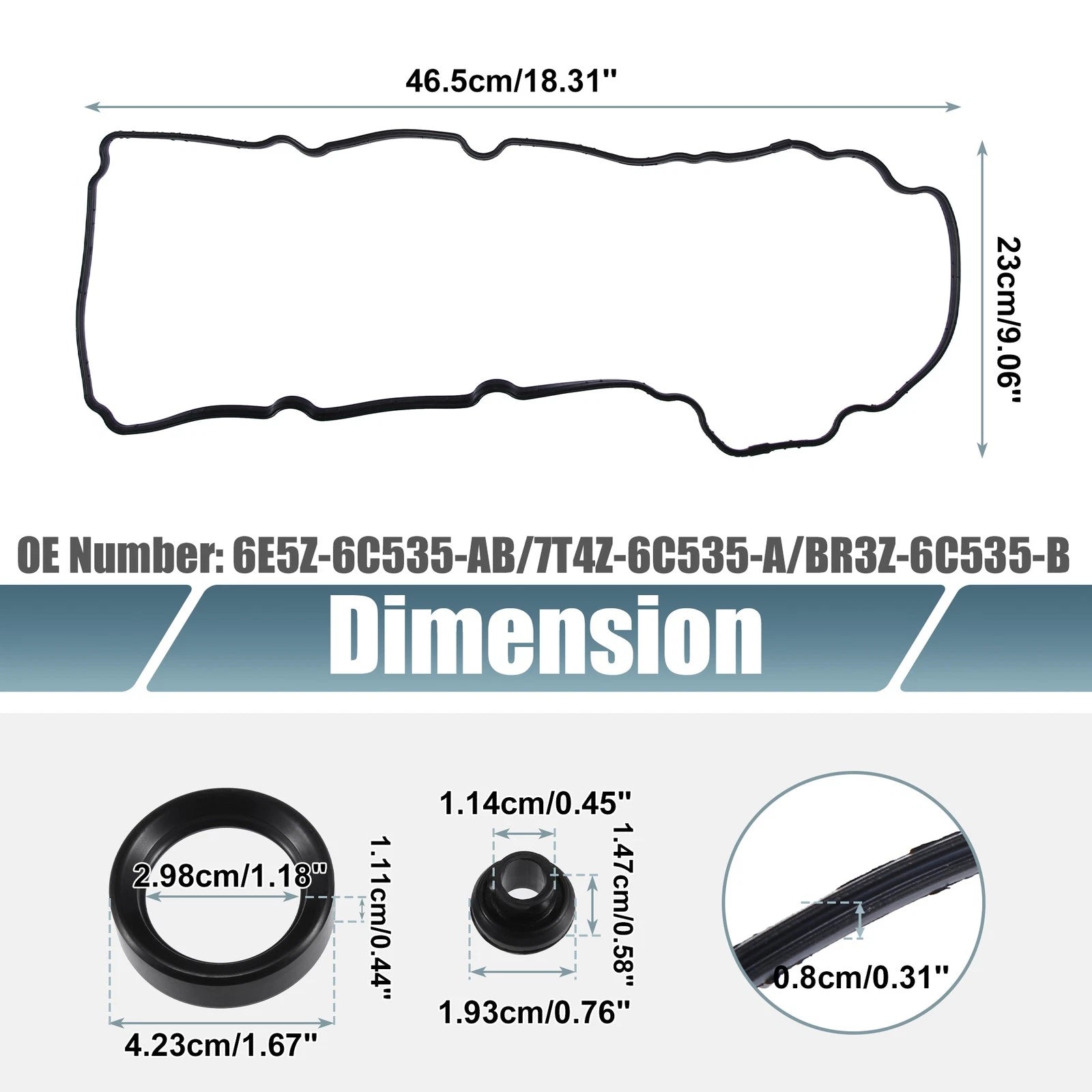 Set of 2 Engine Valve Cover Gaskets Seals for Ford Explorer (2013–2019)
