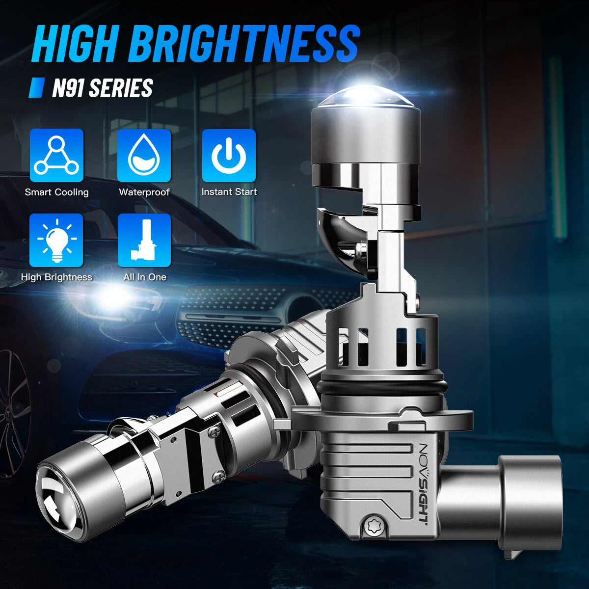 2X 9006 HB4 LED Headlight Bulbs for 6500K 17000LM
