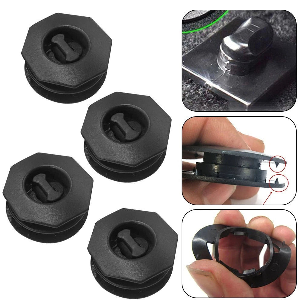 Clips Fastener Set of 4 for Universal Carpet Fittings (Black Plastic)