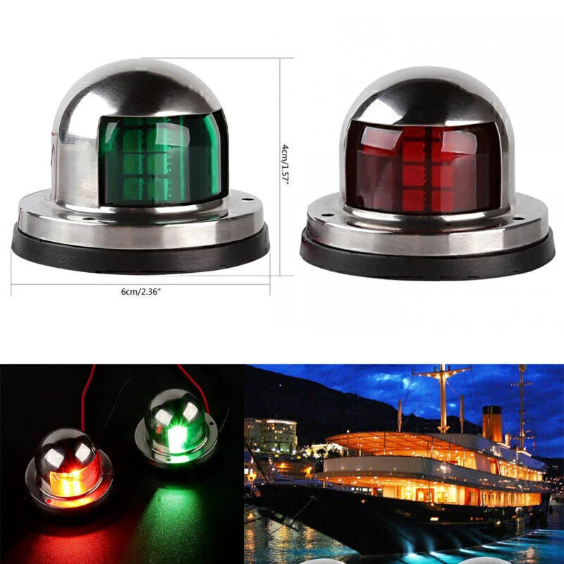 Set of 2 Stainless Steel LED Bow Navigation Lights for Marine Boat Yacht