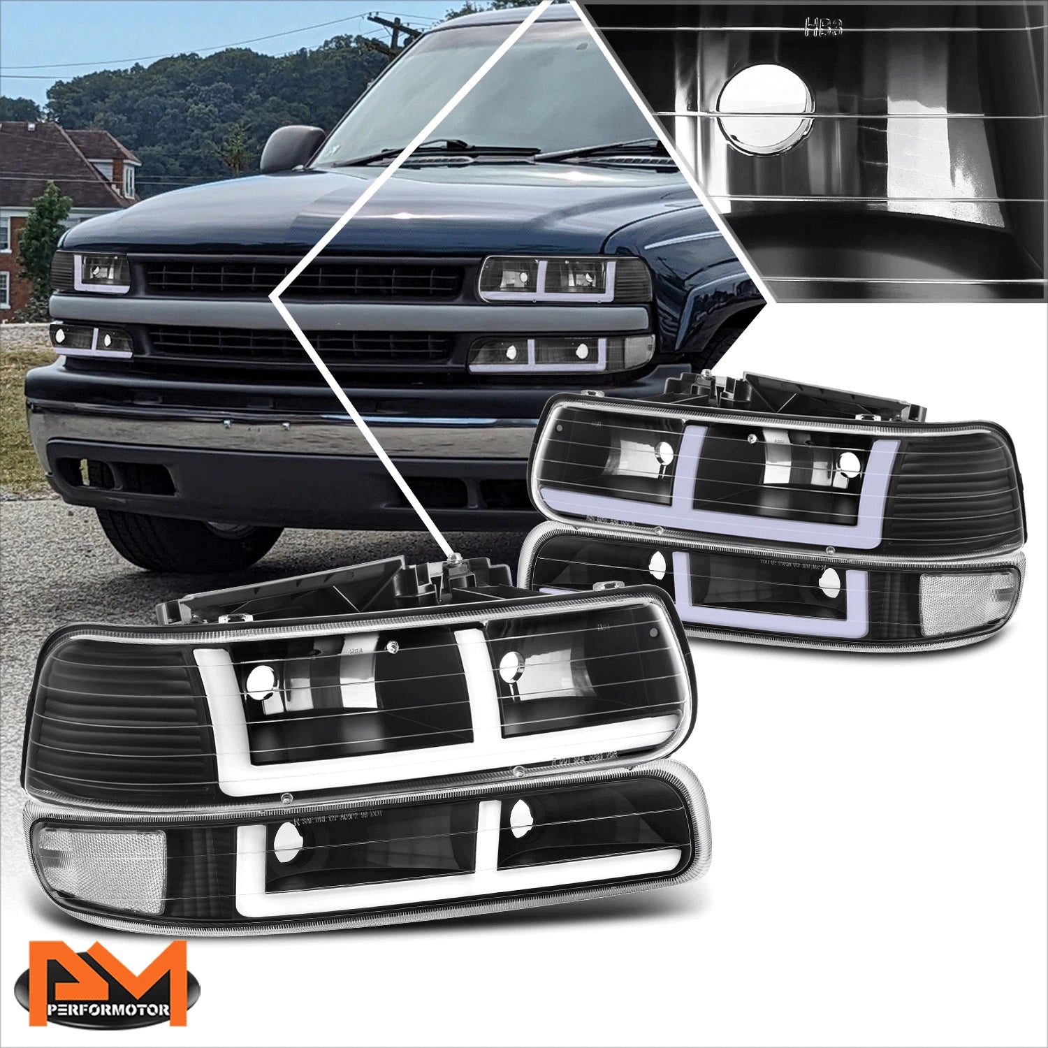 3D LED Bar Projector Headlights for Ford F-150/Mark LT (2004–2008)
