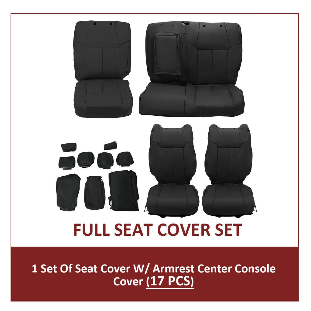 Set of 2 Black Front & Rear Seat Covers for Toyota Tundra CrewMax (2014–2021)