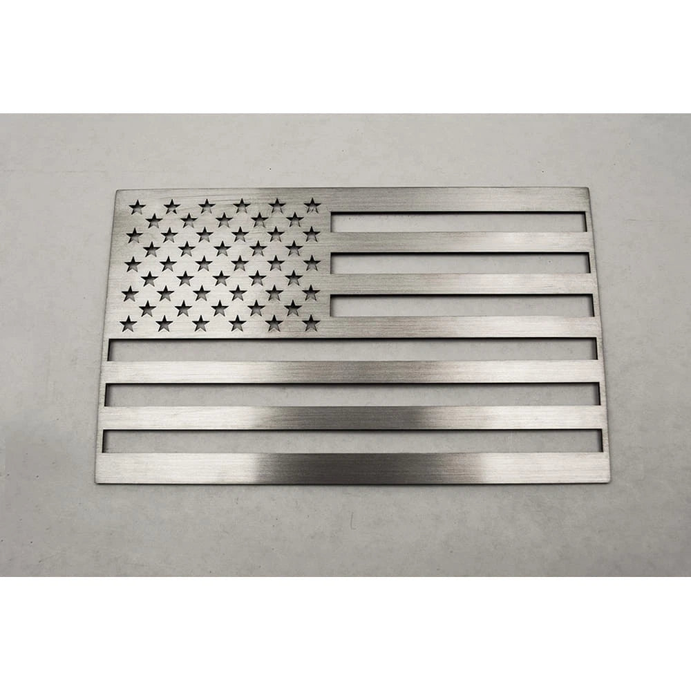 1pc Brushed Stainless Steel Driver Side Flag Emblem - ACC3742