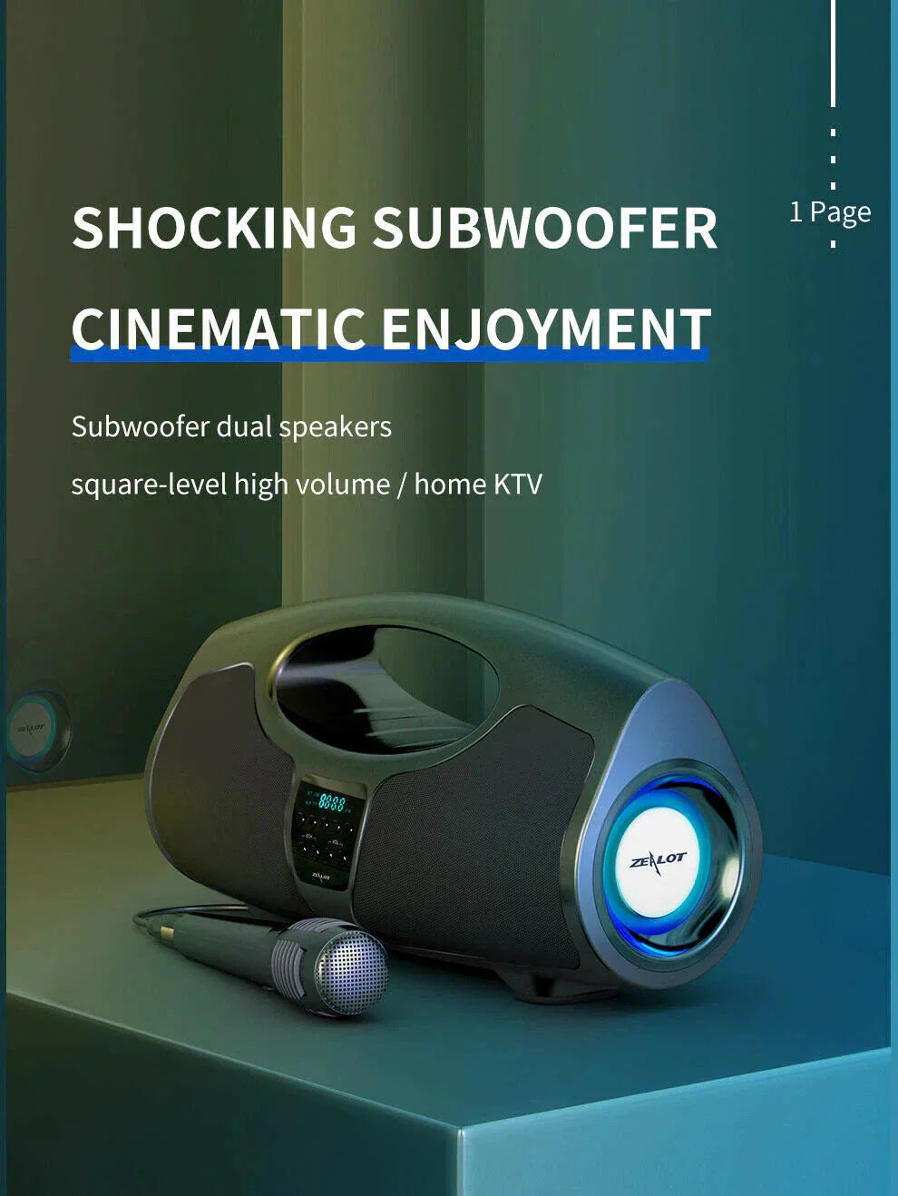 Powerful Karaoke Bluetooth Speaker with Mic for Boombox - Hand-held Speaker