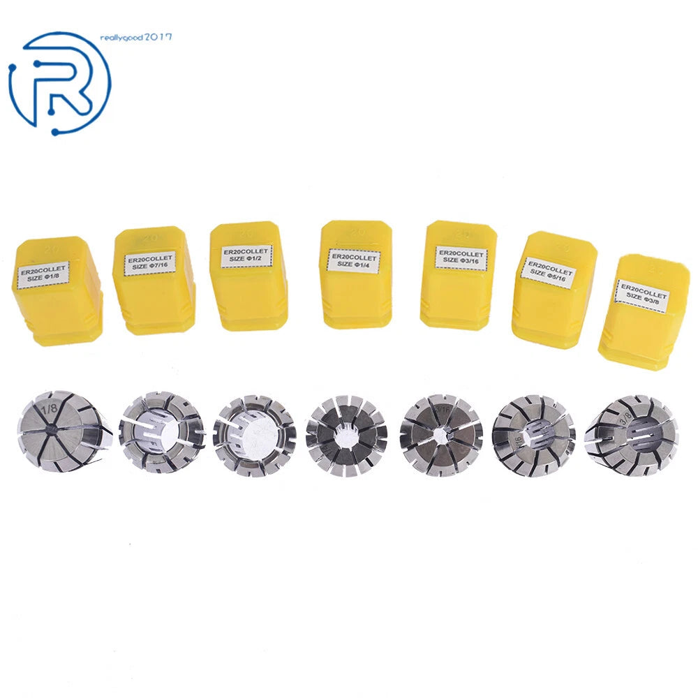 7-Pack Spring Collet Set for CNC Workholding Engraving Milling Lathe