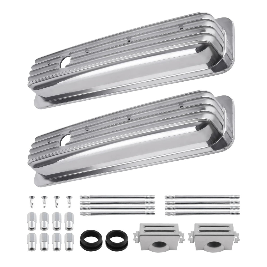 2X Fabricated Aluminum Valve Covers for SBC Small Block Chevy