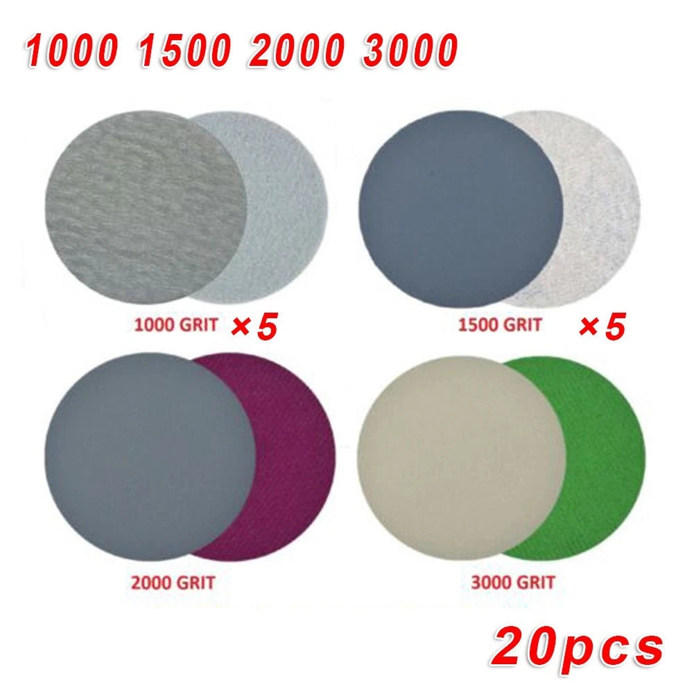 20pcs Hook & Loop Wet/Dry Sanding Discs for (1000-3000 Grit)