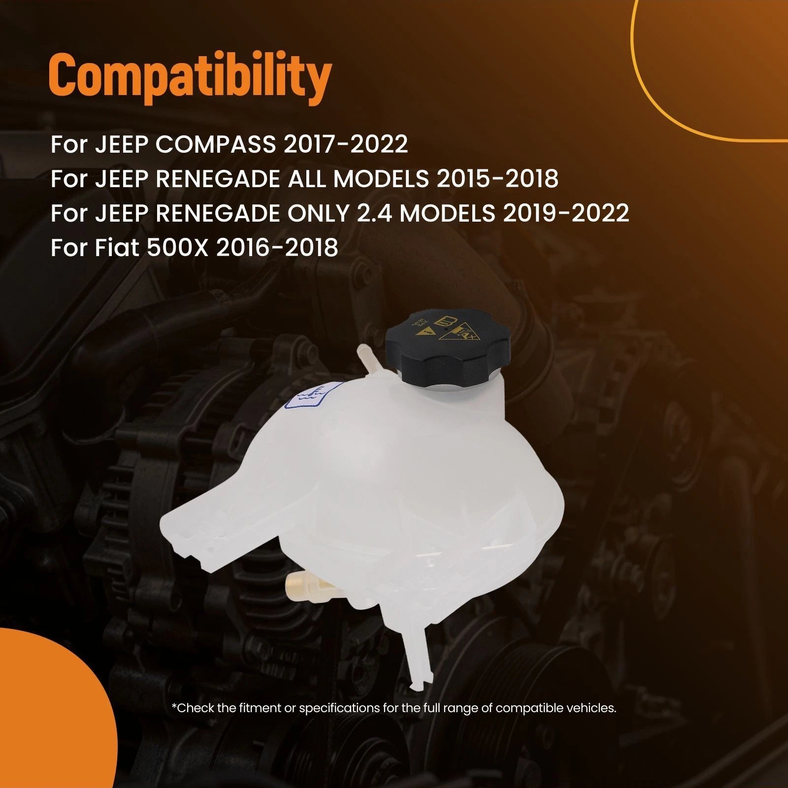 Coolant Overflow Tank for Jeep Compass Renegade (2015–2022) 68289857AA 53331946